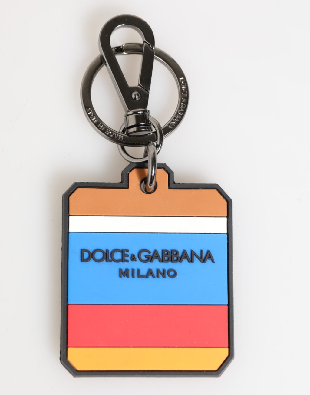 Multicolor DG Rubber Logo Silver Men's Keychain Keyring