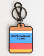 Multicolor DG Rubber Logo Silver Men's Keychain Keyring
