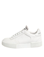 White Miami Leather Low Top Sneakers Shoes