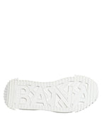 White NS1 Canvas Leather Embellished Sneakers Shoes