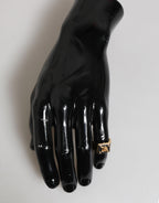 Gold Tone Brass Signet Square DG Logo Plaque Men Ring