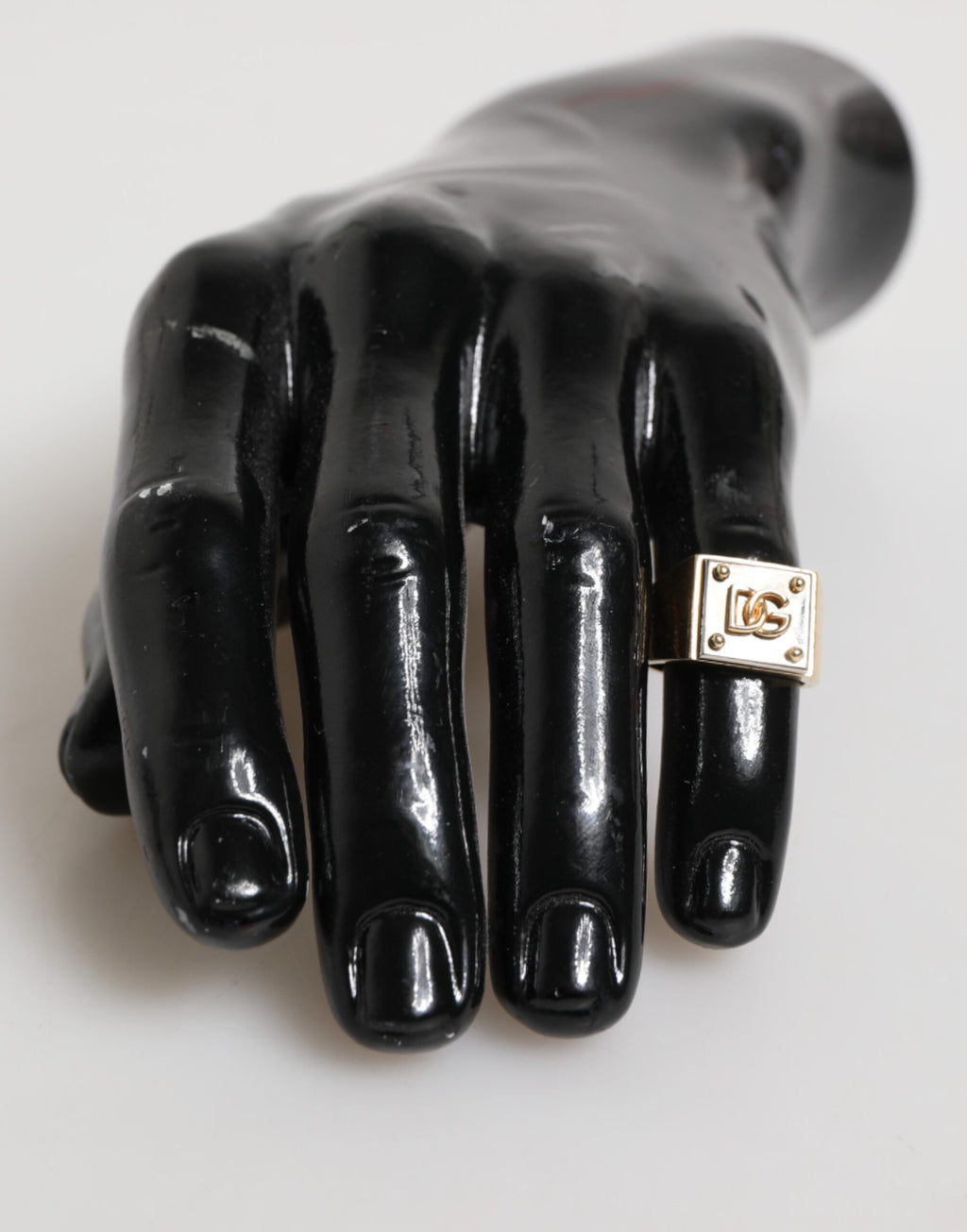 Gold Tone Brass Signet Square DG Logo Plaque Men Ring