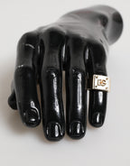 Gold Tone Brass Signet Square DG Logo Plaque Men Ring