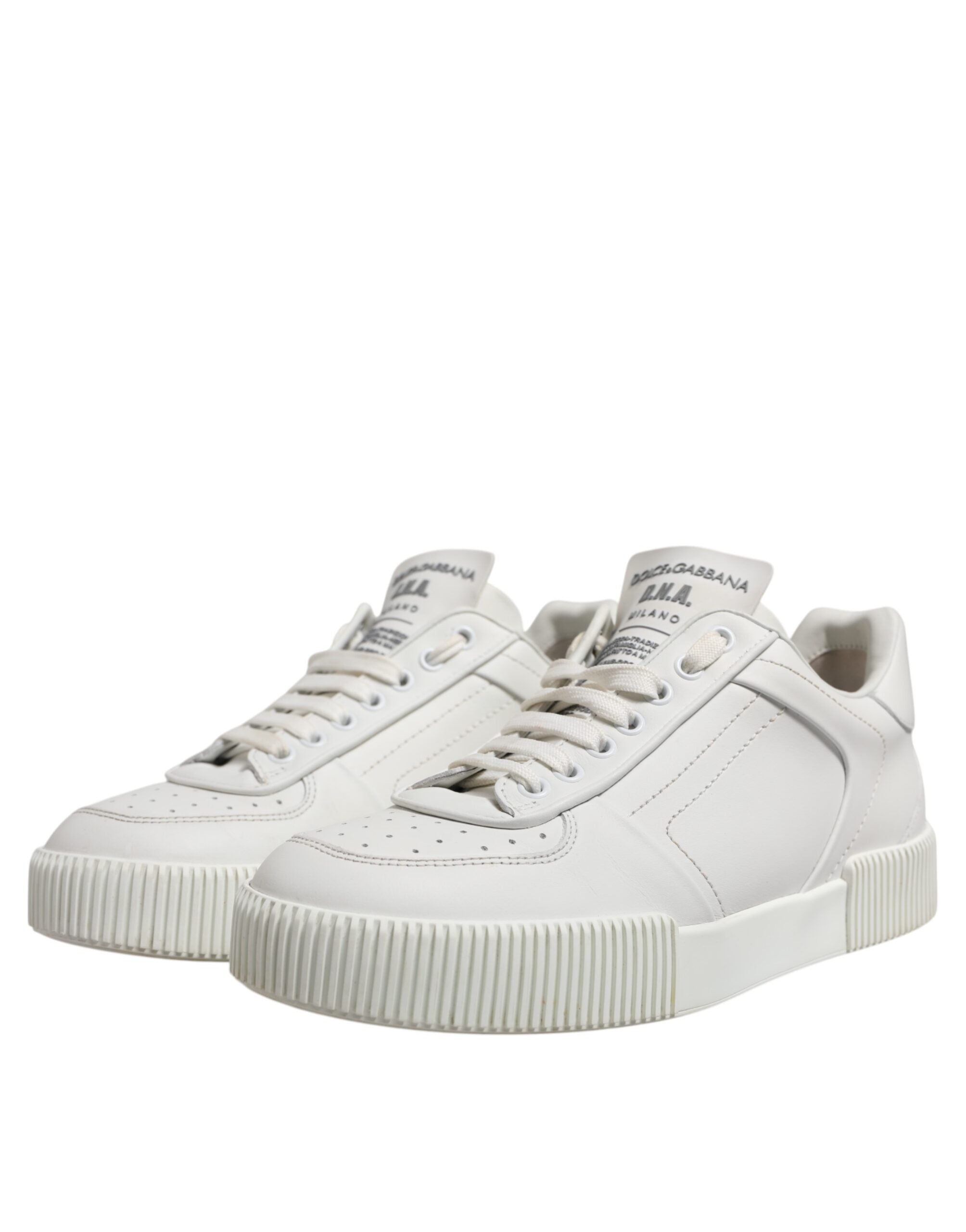 White Miami Leather Low Top Sneakers Men Shoes