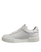 White Miami Leather Low Top Sneakers Men Shoes