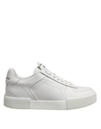 White Miami Leather Low Top Sneakers Men Shoes