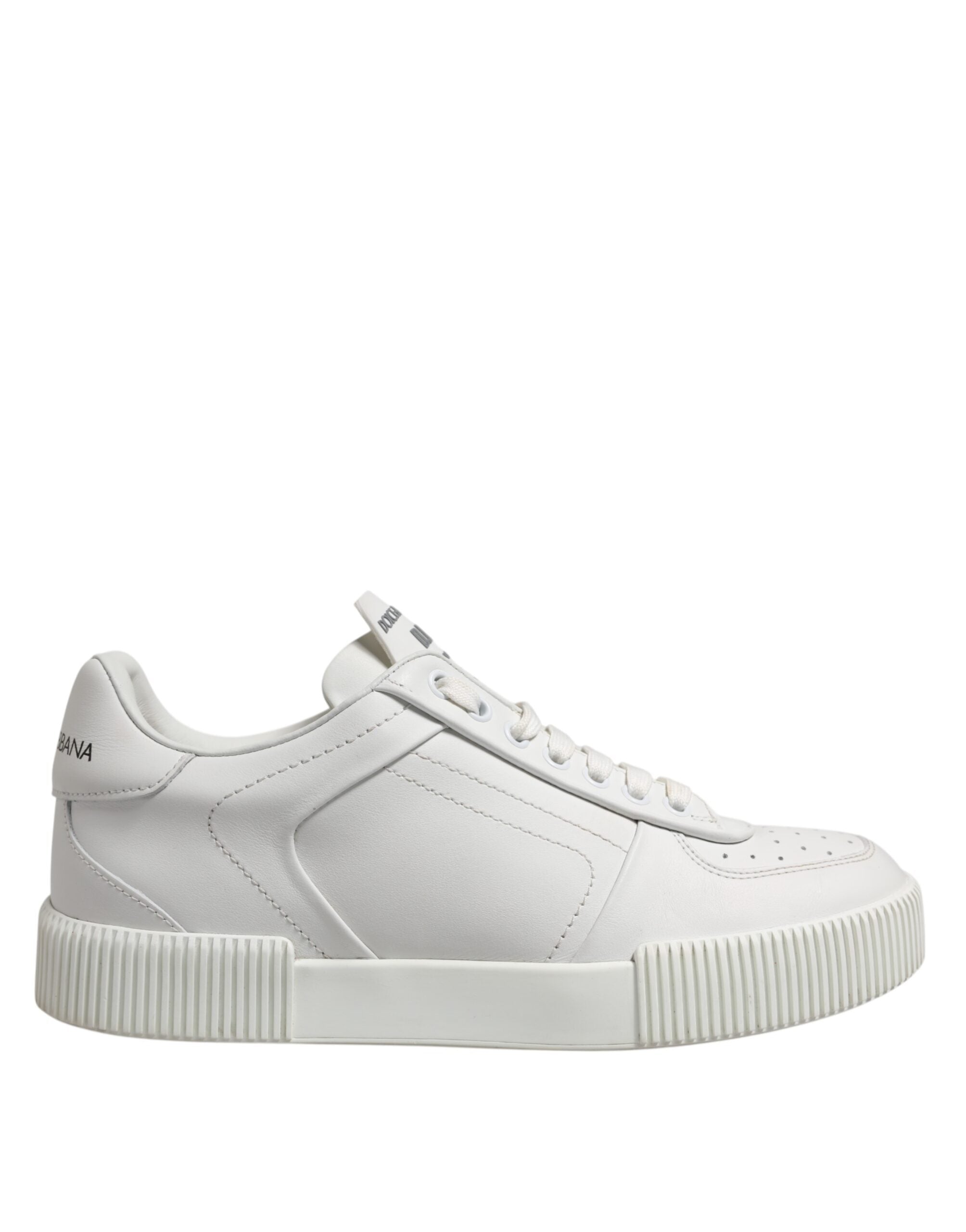 White Miami Leather Low Top Sneakers Men Shoes