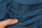 Blue Mesh Trim Ruched Tulle Sheath Dress