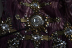Purple Viscose Crystal A-Line Gown Dress