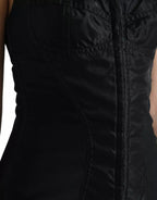 Black Nylon Bodycon Corset Bustier Mini Dress
