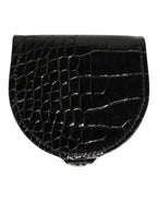 Black Polished Crocodile Leather Mens Coin Purse Wallet