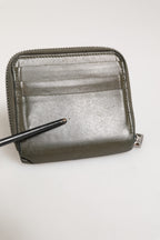 Military Green Leather Logo Plaque Card Holder Coin Purse Wallet