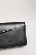 Black Leather Bifold Card Holder Mens Coin Purse Key Clip Wallet