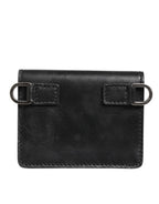 Black Leather Bifold Card Holder Mens Coin Purse Key Clip Wallet
