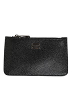 Black Leather Chain Link Mens Coin Purse Key Clip Holder Wallet