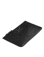 Black Leather Chain Link Mens Coin Purse Key Clip Holder Wallet