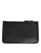 Black Leather Chain Link Mens Coin Purse Key Clip Holder Wallet