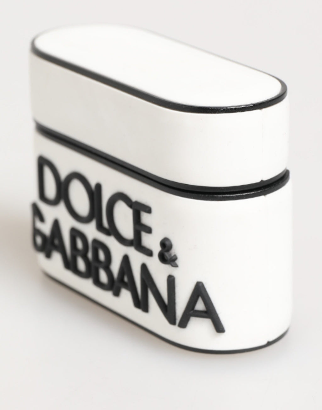 White Black Rubber Logo Embossed Accessory Airpods Case