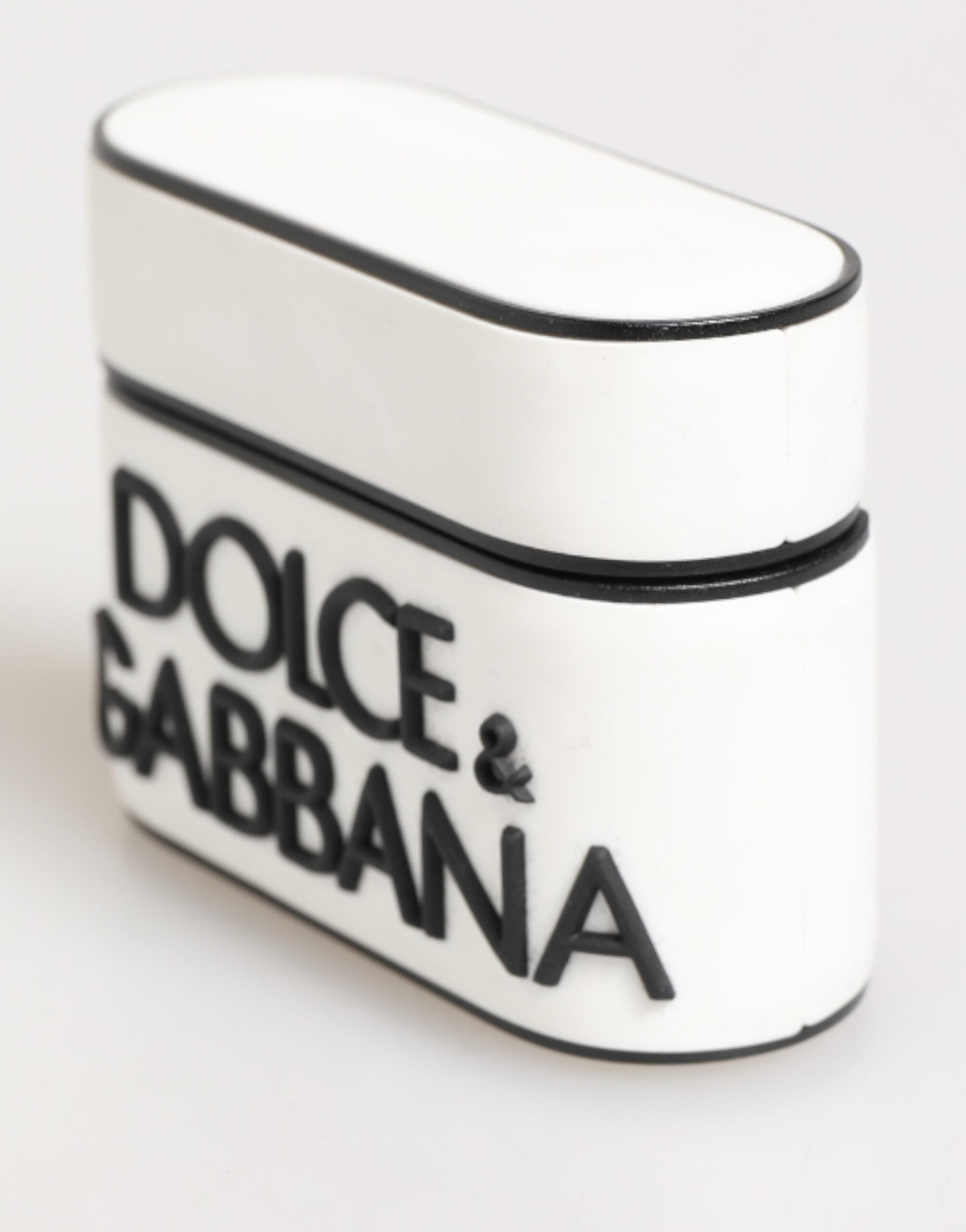 White Black Rubber Logo Embossed Accessory Airpods Case