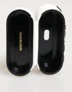 White Black Rubber Logo Embossed Accessory Airpods Case