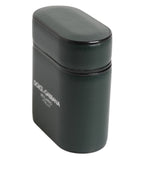 Army Green Calfskin Leather Logo Flip Holder Airpods Case