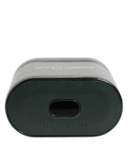 Army Green Calfskin Leather Logo Flip Holder Airpods Case