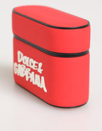 Red PVC DG Logo Embossed Men Flip Holder  Airpods Case
