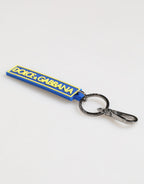 Blue Yellow DG Rubber Logo Silver Men's Keychain  Keyring