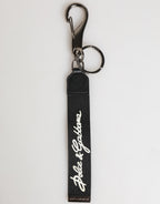 Black White Polyester DG Logo Silver Men Keychain Keyring