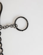 Black Red Military Leather Patch DG Logo Keychain Keyring