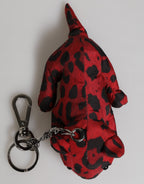Red Black Polyester Animal Silhouette Bag Keychain Keyring