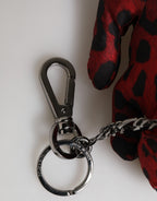 Red Black Polyester Animal Silhouette Bag Keychain Keyring