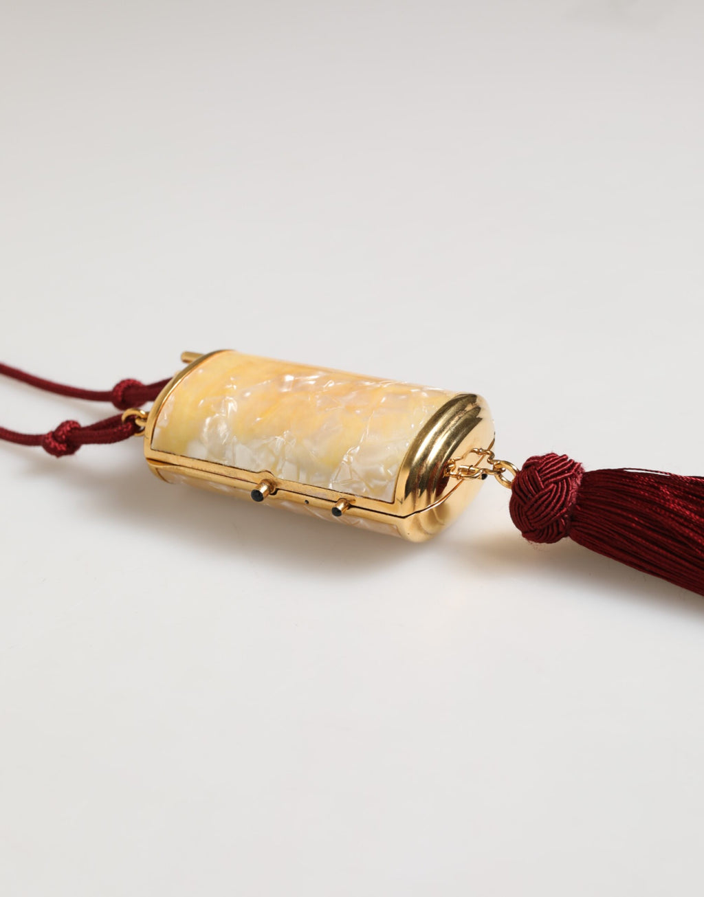 White Resin Gold Metal Crossbody Mini Purse Pendant Bag