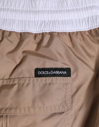 Brown White Polyester Re-Edition Shorts Swimwear