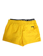Yellow Drawstring Beachwear Men Shorts Swimwear