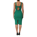 Dark Green Sleeveless Rayon Bodycon Dress
