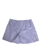 Blue White Cotton Striped Button Fly Shorts Swimwear