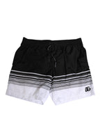 Black White Striped DG Logo Men Short  Swimwear