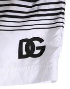 Black White Striped DG Logo Men Short  Swimwear