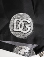 Black Silk Ancient Coin Print Boxer Short Swimwear