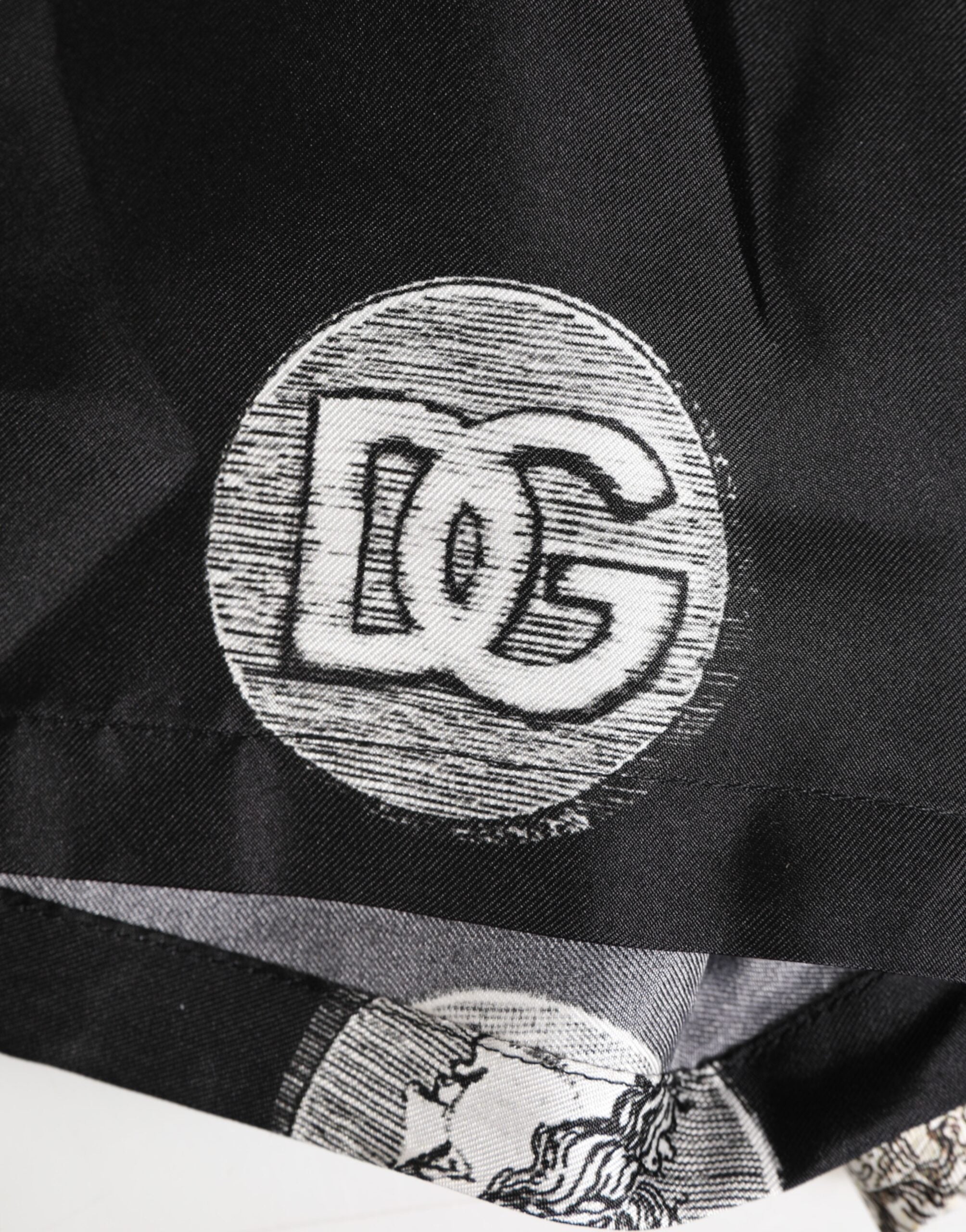 Black Silk Ancient Coin Print Boxer Short Swimwear