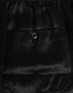 Black Silk Satin Elastic Men Boxer Short Swimwear