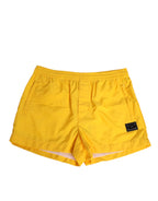 Yellow Nylon Logo Plaque Boxer Shorts Swimwear
