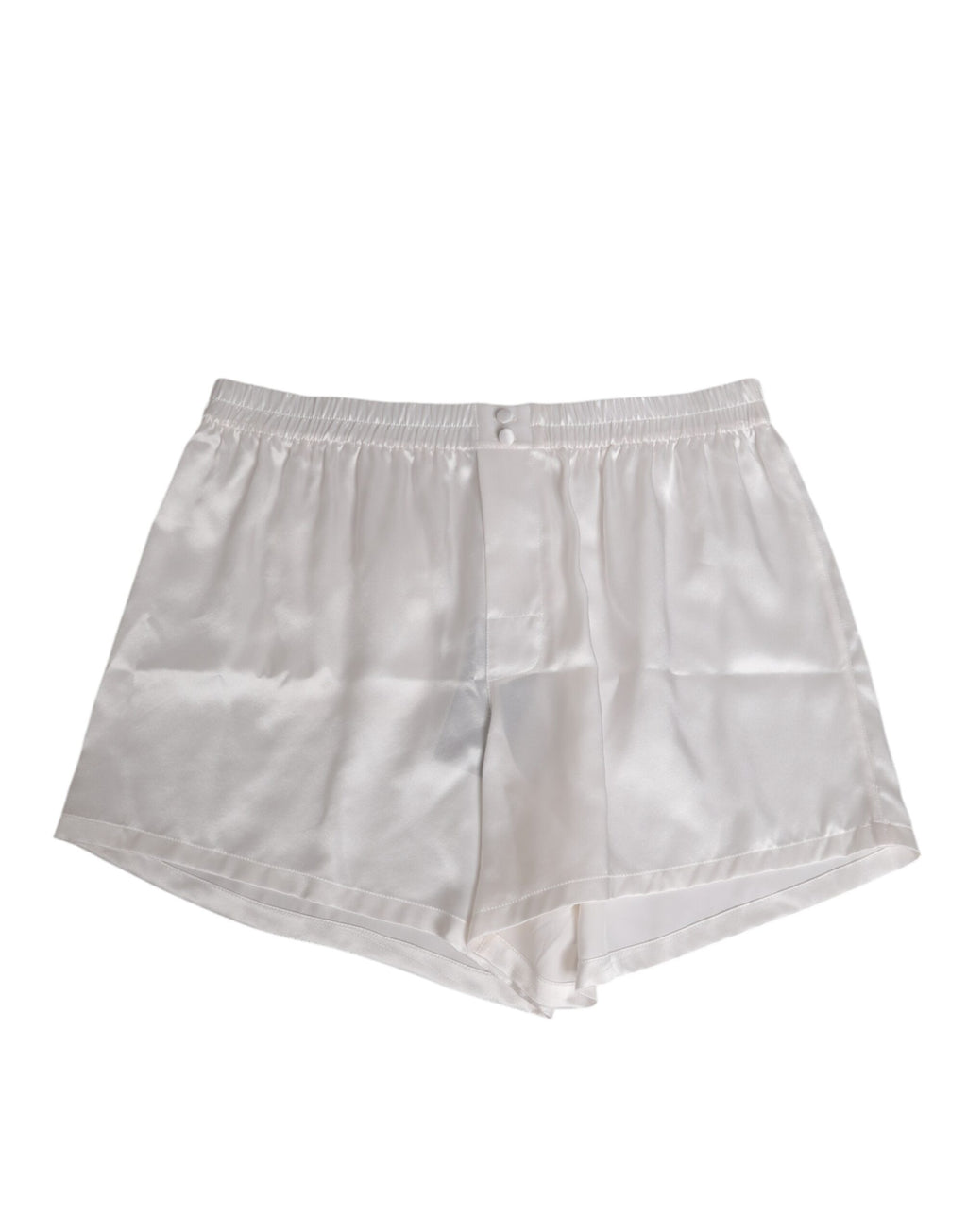 White Silk Satin Elastic Men Boxer Short Swimwear