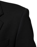 Dark Blue Cotton Men Jacket Coat Blazer Suit