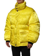 Yellow Nylon Logo Puffer Bomber Men Jacket