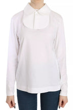 White Cotton Longsleeve Collared Blouse
