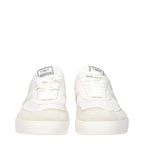 White Fabric Low Top Sneakers