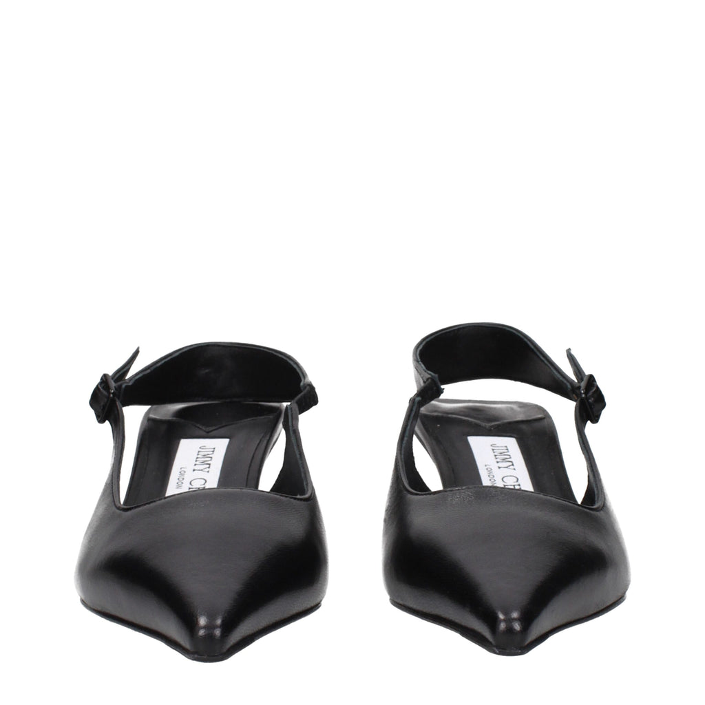 Black Leather Flat Sandals