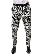 Black White Abstract Print Cotton Blend Pants
